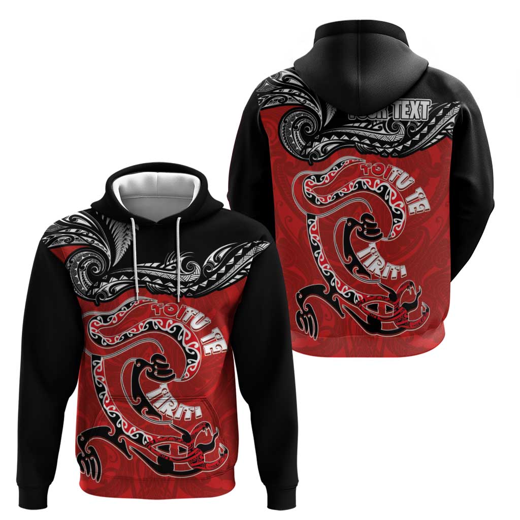 Personalised Aotearoa Toitu Te Tiriti Zip Hoodie Taniwha Tribal Motifs