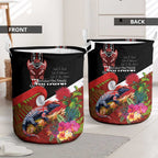 Aotearoa Toitu Te Tiriti Laundry Basket Waitangi-Honour The Treaty NZ Tuatara and Plants