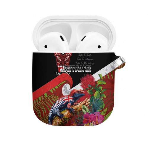 Aotearoa Toitu Te Tiriti AirPods Case Waitangi-Honour The Treaty NZ Tuatara and Plants