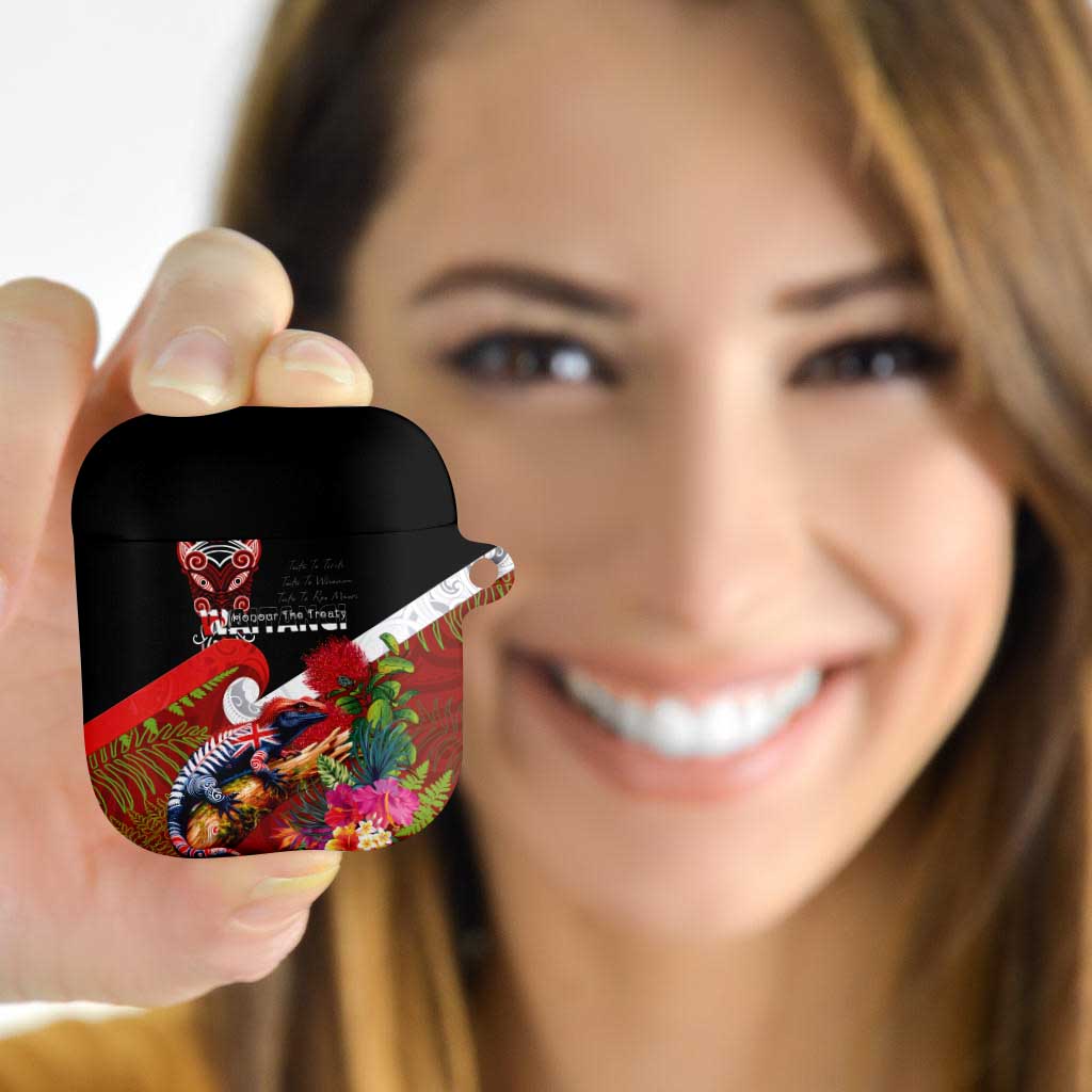 Aotearoa Toitu Te Tiriti AirPods Case Waitangi-Honour The Treaty NZ Tuatara and Plants