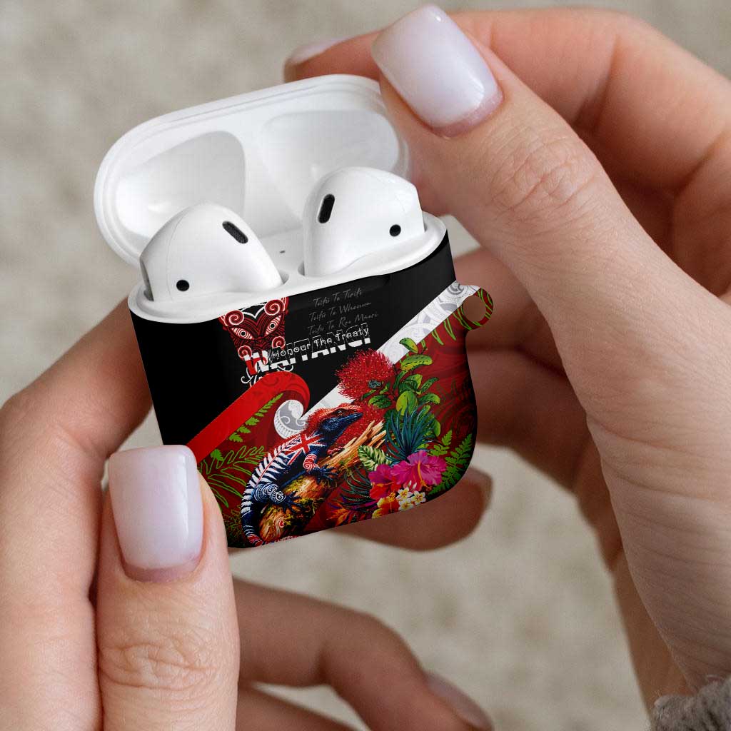 Aotearoa Toitu Te Tiriti AirPods Case Waitangi-Honour The Treaty NZ Tuatara and Plants