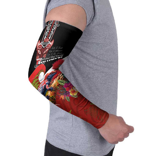 Aotearoa Toitu Te Tiriti Arm Sleeves Waitangi-Honour The Treaty NZ Tuatara and Plants