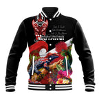 Aotearoa Toitu Te Tiriti Baseball Jacket Waitangi-Honour The Treaty NZ Tuatara and Plants