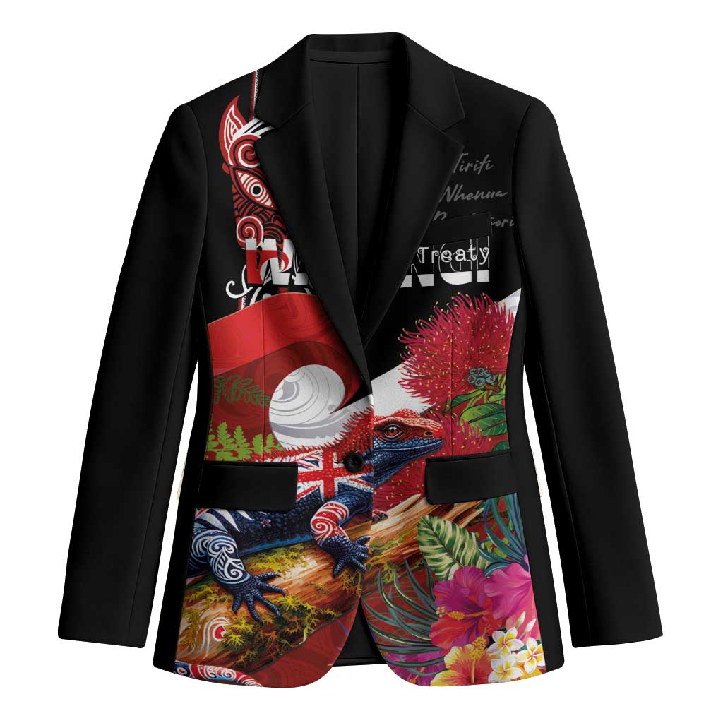 Aotearoa Toitu Te Tiriti Blazer Waitangi-Honour The Treaty NZ Tuatara and Plants