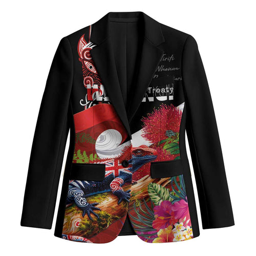 Aotearoa Toitu Te Tiriti Blazer Waitangi-Honour The Treaty NZ Tuatara and Plants