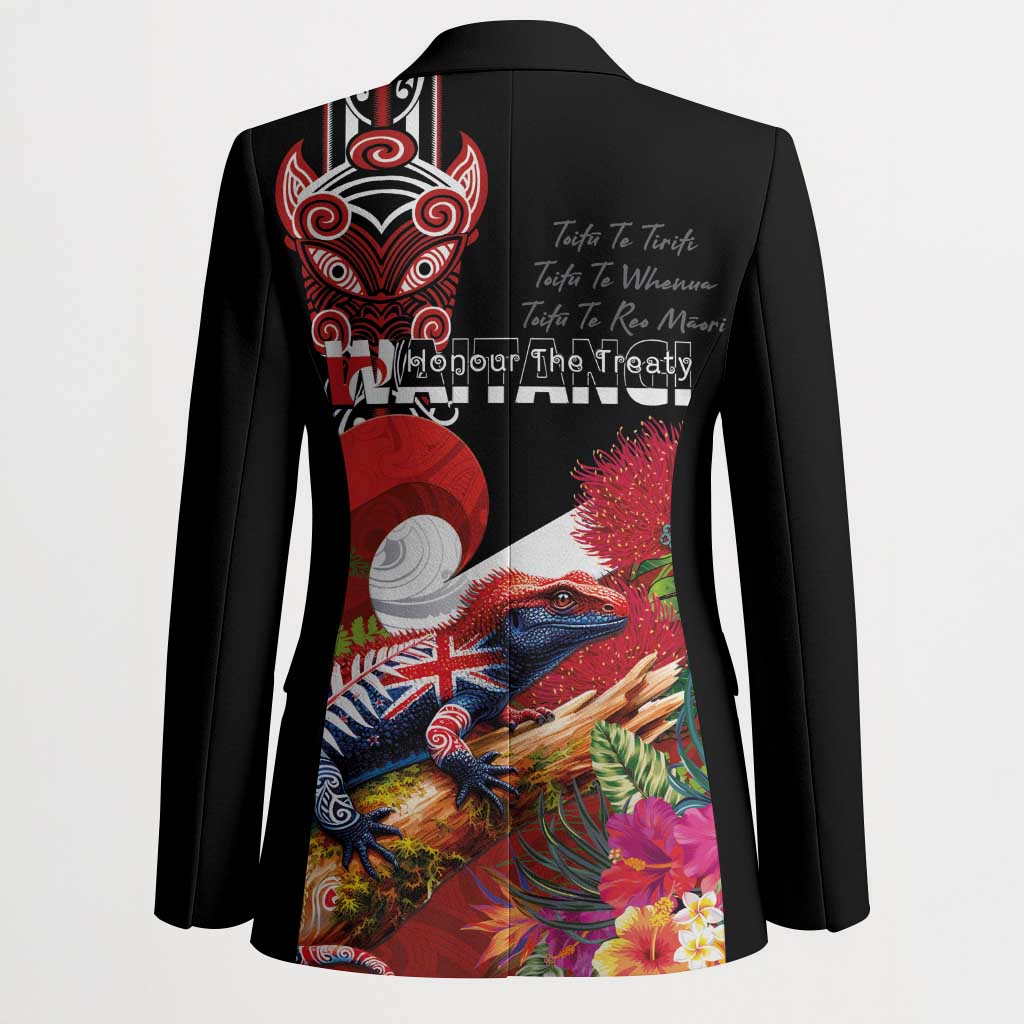 Aotearoa Toitu Te Tiriti Blazer Waitangi-Honour The Treaty NZ Tuatara and Plants