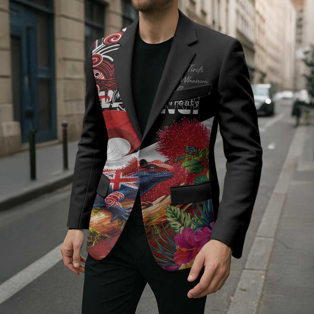Aotearoa Toitu Te Tiriti Blazer Waitangi-Honour The Treaty NZ Tuatara and Plants