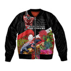 Aotearoa Toitu Te Tiriti Bomber Jacket Waitangi-Honour The Treaty NZ Tuatara and Plants