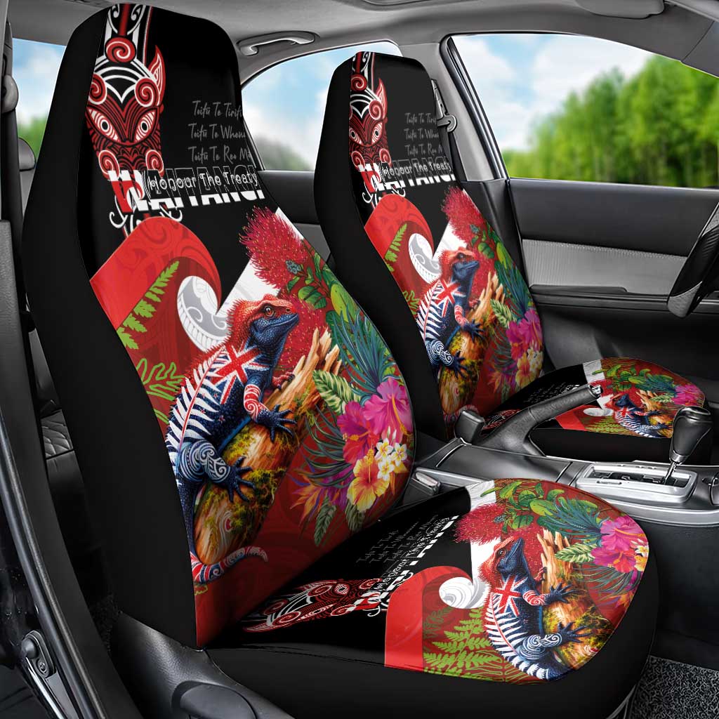 Aotearoa Toitu Te Tiriti Car Seat Cover Waitangi-Honour The Treaty NZ Tuatara and Plants