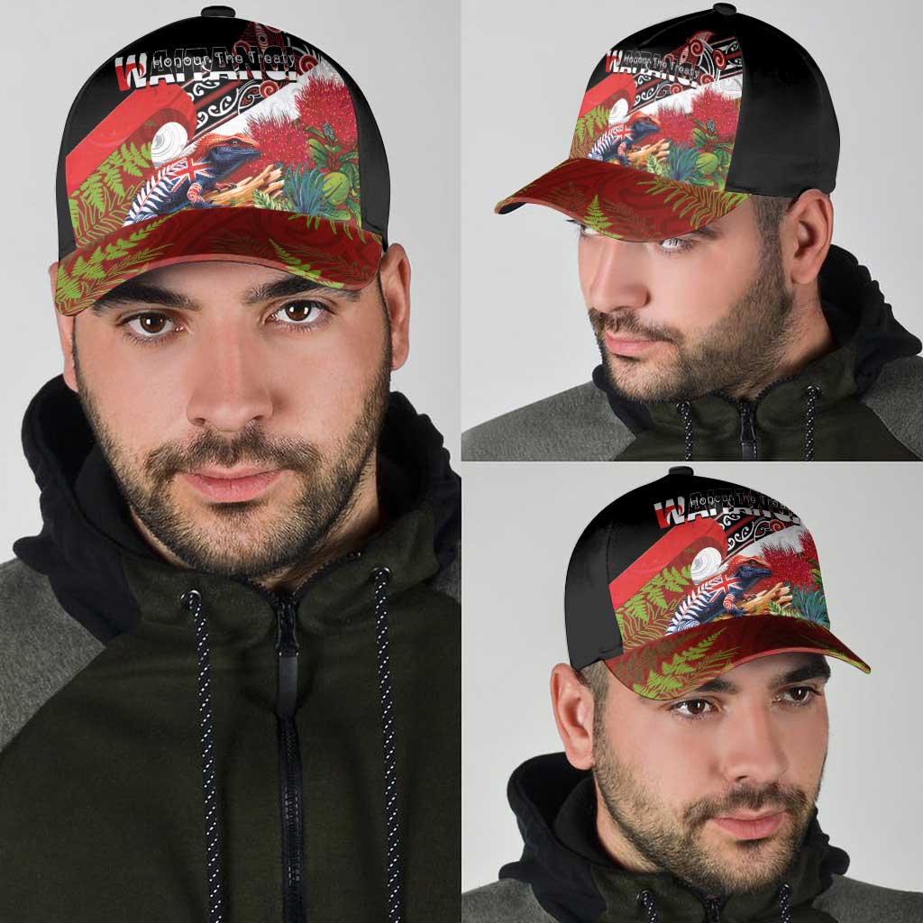 Aotearoa Toitu Te Tiriti Classic Cap Waitangi-Honour The Treaty NZ Tuatara and Plants