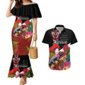 Aotearoa Toitu Te Tiriti Couples Matching Mermaid Dress and Hawaiian Shirt Waitangi-Honour The Treaty NZ Tuatara and Plants