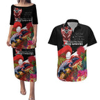 Aotearoa Toitu Te Tiriti Couples Matching Puletasi and Hawaiian Shirt Waitangi-Honour The Treaty NZ Tuatara and Plants