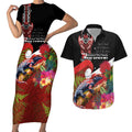 Aotearoa Toitu Te Tiriti Couples Matching Short Sleeve Bodycon Dress and Hawaiian Shirt Waitangi-Honour The Treaty NZ Tuatara and Plants
