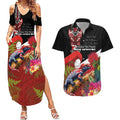 Aotearoa Toitu Te Tiriti Couples Matching Summer Maxi Dress and Hawaiian Shirt Waitangi-Honour The Treaty NZ Tuatara and Plants