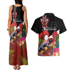 Aotearoa Toitu Te Tiriti Couples Matching Tank Maxi Dress and Hawaiian Shirt Waitangi-Honour The Treaty NZ Tuatara and Plants