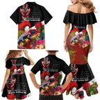 Aotearoa Toitu Te Tiriti Family Matching Mermaid Dress and Hawaiian Shirt Waitangi-Honour The Treaty NZ Tuatara and Plants