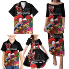 Aotearoa Toitu Te Tiriti Family Matching Puletasi and Hawaiian Shirt Waitangi-Honour The Treaty NZ Tuatara and Plants