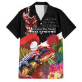 Aotearoa Toitu Te Tiriti Family Matching Short Sleeve Bodycon Dress and Hawaiian Shirt Waitangi-Honour The Treaty NZ Tuatara and Plants
