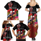 Aotearoa Toitu Te Tiriti Family Matching Summer Maxi Dress and Hawaiian Shirt Waitangi-Honour The Treaty NZ Tuatara and Plants