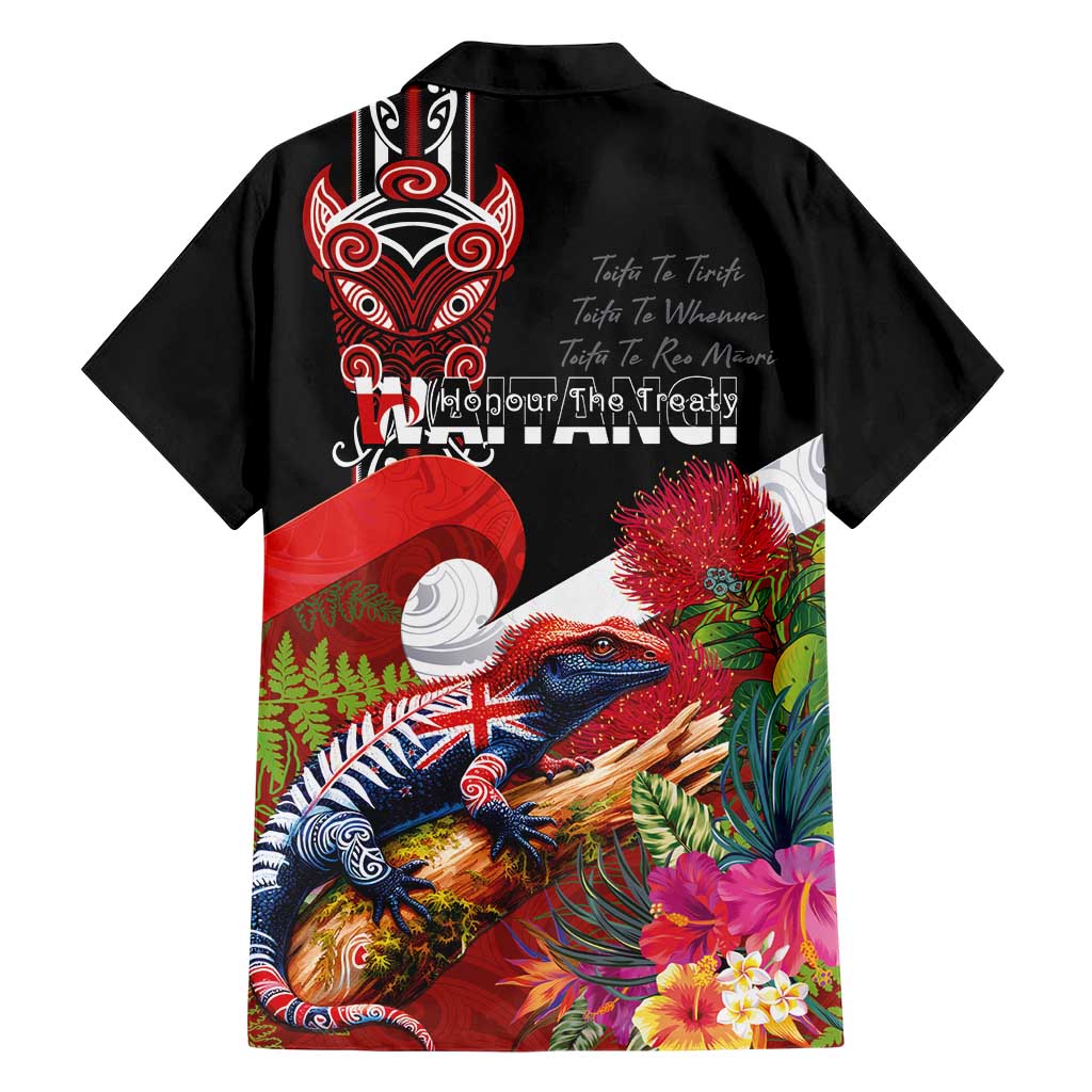 Aotearoa Toitu Te Tiriti Family Matching Summer Maxi Dress and Hawaiian Shirt Waitangi-Honour The Treaty NZ Tuatara and Plants