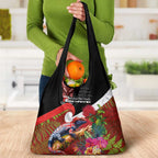 Aotearoa Toitu Te Tiriti Grocery Bag Waitangi-Honour The Treaty NZ Tuatara and Plants