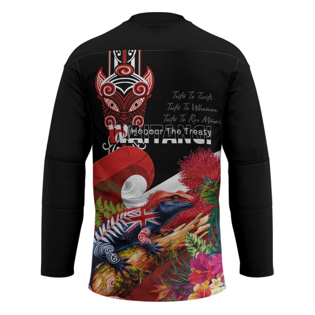 Aotearoa Toitu Te Tiriti Hockey Jersey Waitangi-Honour The Treaty NZ Tuatara and Plants