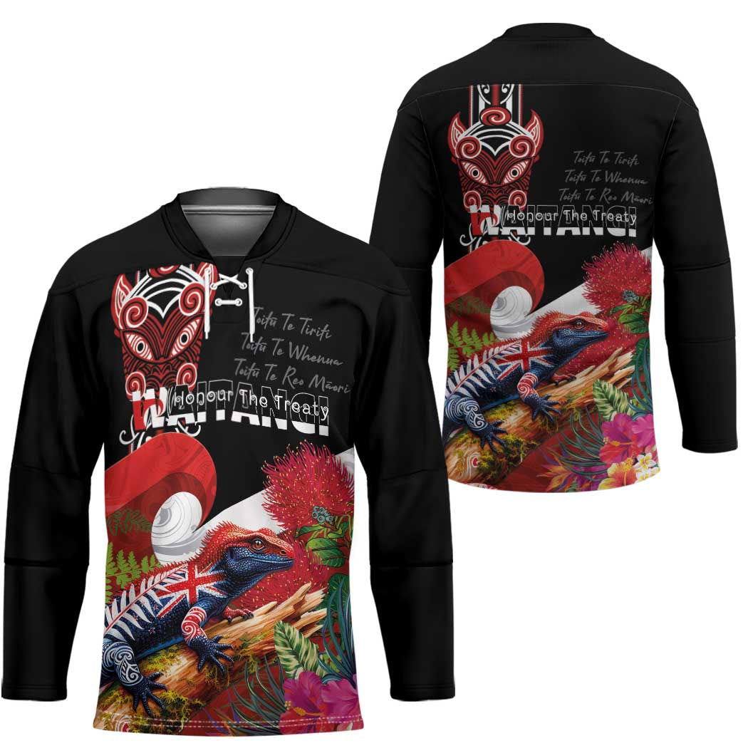 Aotearoa Toitu Te Tiriti Hockey Jersey Waitangi-Honour The Treaty NZ Tuatara and Plants