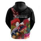 Aotearoa Toitu Te Tiriti Hoodie Waitangi-Honour The Treaty NZ Tuatara and Plants