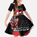 Aotearoa Toitu Te Tiriti Kid Short Sleeve Dress Waitangi-Honour The Treaty NZ Tuatara and Plants