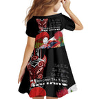 Aotearoa Toitu Te Tiriti Kid Short Sleeve Dress Waitangi-Honour The Treaty NZ Tuatara and Plants
