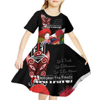 Aotearoa Toitu Te Tiriti Kid Short Sleeve Dress Waitangi-Honour The Treaty NZ Tuatara and Plants