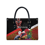 Aotearoa Toitu Te Tiriti Leather Bag Waitangi-Honour The Treaty NZ Tuatara and Plants
