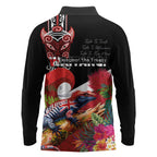 Aotearoa Toitu Te Tiriti Long Sleeve Polo Shirt Waitangi-Honour The Treaty NZ Tuatara and Plants