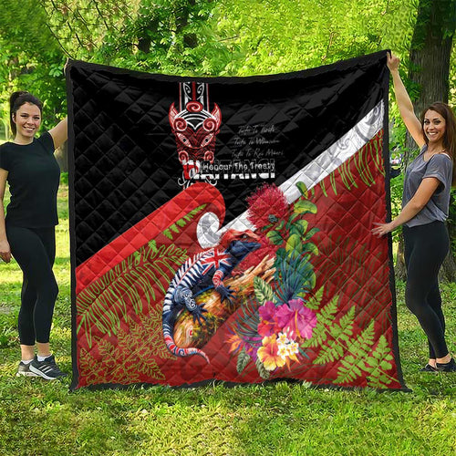 Aotearoa Toitu Te Tiriti Quilt Waitangi-Honour The Treaty NZ Tuatara and Plants