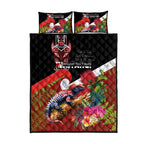 Aotearoa Toitu Te Tiriti Quilt Bed Set Waitangi-Honour The Treaty NZ Tuatara and Plants