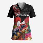 Aotearoa Toitu Te Tiriti Scrub Top Waitangi-Honour The Treaty NZ Tuatara and Plants