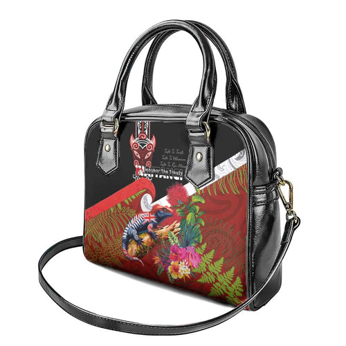 Aotearoa Toitu Te Tiriti Shoulder Handbag Waitangi-Honour The Treaty NZ Tuatara and Plants