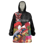 Aotearoa Toitu Te Tiriti Wearable Blanket Hoodie Waitangi-Honour The Treaty NZ Tuatara and Plants