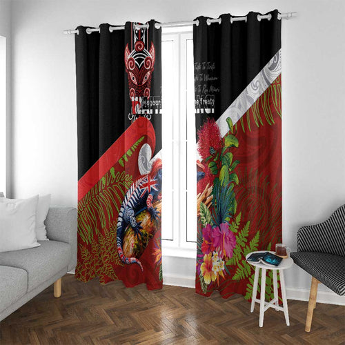 Aotearoa Toitu Te Tiriti Window Curtain Waitangi-Honour The Treaty NZ Tuatara and Plants