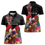 Aotearoa Toitu Te Tiriti Women Polo Shirt Waitangi-Honour The Treaty NZ Tuatara and Plants