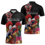 Aotearoa Toitu Te Tiriti Zipper Polo Shirt Waitangi-Honour The Treaty NZ Tuatara and Plants