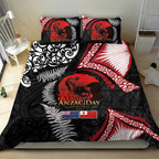 Tonga and New Zealand ANZAC Day Bedding Set Gallipoli Lest We Forget Ngatu Art Tribal and Maori Tattoo with Fern LT03