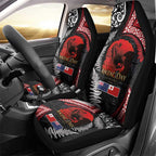 Tonga and New Zealand ANZAC Day Car Seat Cover Gallipoli Lest We Forget Ngatu Art Tribal and Maori Tattoo with Fern LT03