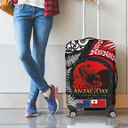 Tonga and New Zealand ANZAC Day Luggage Cover Gallipoli Lest We Forget Ngatu Art Tribal and Maori Tattoo with Fern LT03