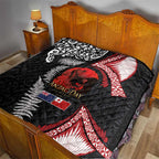 Tonga and New Zealand ANZAC Day Quilt Gallipoli Lest We Forget Ngatu Art Tribal and Maori Tattoo with Fern LT03