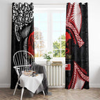 Tonga and New Zealand ANZAC Day Window Curtain Gallipoli Lest We Forget Ngatu Art Tribal and Maori Tattoo with Fern LT03