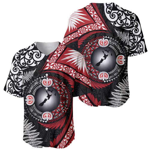 Tonga and New Zealand Together Baseball Jersey Ngatu Art Tribal Maori Tattoo and Silver Fern