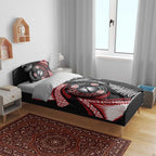 Tonga and New Zealand Together Bedding Set Ngatu Art Tribal Maori Tattoo and Silver Fern