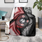 Tonga and New Zealand Together Blanket Ngatu Art Tribal Maori Tattoo and Silver Fern