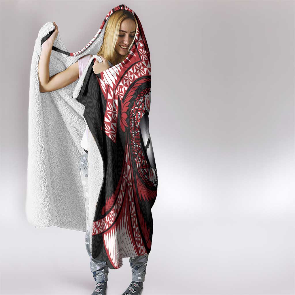 Tonga and New Zealand Together Hooded Blanket Ngatu Art Tribal Maori Tattoo and Silver Fern